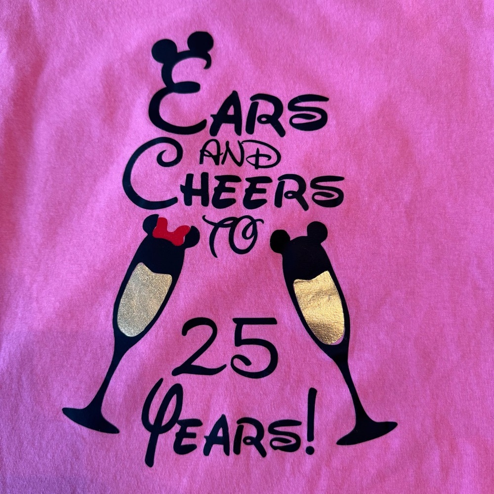 Custom Etsy Disney themed 25th Golden Wedding Anniversary “Ears and Cheers” Tee
